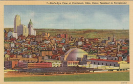 Bird's-Eye View Of Cincinnati, Ohio  Union Terminal In Foreground - Cincinnati