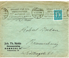 56673 - Deutsches Reich - 1921 - 15Pfg Ziffer EF A DrucksBf HAMBURG - ... OBERSCHLESIER-HILFSWERK ... -> Braunschweig - Briefe U. Dokumente