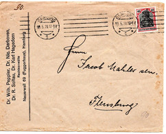 56677 - Deutsches Reich - 1920 - 40Pfg Germania EF A Bf HAMBURG -> Flensburg - Lettres & Documents