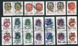 UKRAINE 1992 Kiev Trident Overprints Used, Most In Pairs.  Michel 1-4, 6-12 - Ukraine