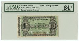 10 LIRE SPECIMEN (VERDE) BANCA NAZIONALE TOSCANA EFFIGE DANTE 1873 QFDS - Other & Unclassified