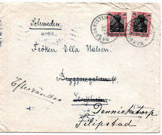 56687 - Deutsches Reich - 1920 - 2@40Pfg Germania A Bf MARQUARTSTEIN -> STOCKHOLM (Schweden), Nachgesandt - Covers & Documents