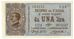 1 LIRA BUONO DI CASSA EFFIGE VITTORIO EMANUELE III 02/09/1914 SUP - Sonstige