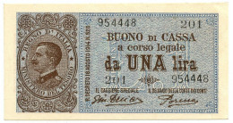 1 LIRA BUONO DI CASSA VITTORIO EMANUELE III PORENA LUGLIO 1921 QFDS - Otros