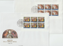 Vatican 1991 Y&T C891 Sur FDC. Les 3 Panneaux De 6 Timbres. Chapelle Sixtine - Markenheftchen