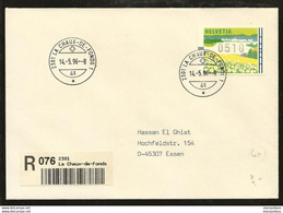 235 - 60 - Enveloppe Recommandée Avec Cachets à Date La Chaux-de-Fonds 1996 - Timbre D'automate - Francobolli Da Distributore