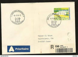 235 - 52 - Enveloppe Recommandée Envoyée De Delémont 1996 - Timbre D'automate - Automatic Stamps