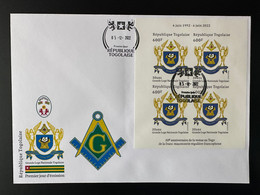 Togo 2022 FDC M/S ND Imperf Mi. ? 50 Ans Grande Loge Régulière Franc-maçons Freimaurer Freemasonry Masonic - Francmasonería