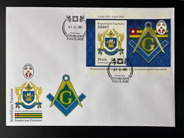 Togo 2022 FDC 1er Jour S/S Bloc ND Imperf Mi. ? 50 Ans Grande Loge Régulière Franc-maçons Freimaurer Freemasonry Masonic - Togo (1960-...)