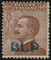 BLP I^ Em. 40 C. Bruno Soprastampa Azzurro Nera Sass 4A MLH* F. Gazzi, Oliva - Timbres Pour Envel. Publicitaires (BLP)