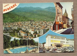 Delcampe - CPSM 07 - AUBENAS - TB CP Multivue Dont Vue Générale , Rue MAGASIN SPORT , Piscine POSTE PTT - Aubenas