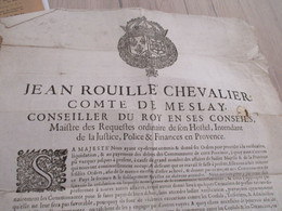 Affiche Placard JEAN ROUILLE Conseiller Du Roi En Provence 1680 à Propos Des Dettes Des Communautés - Manifesti