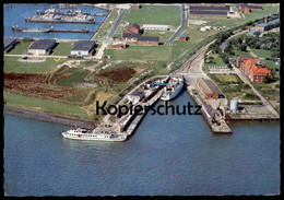 Delcampe - ÄLTERE POSTKARTE BORKUM HAFEN LUFTAUFNAHME BOOT SCHIFF ZUG Boote Schiffe Ships Boat Harbour Train Ansichtskarte Postcard - Borkum