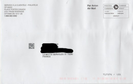 COVERS Post Canada Philatelic Bureau Mail Postes Postage Paid Port Payé One With QR Code Letter Post Postes Aux Lettres - Perfin