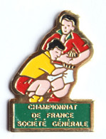 Delcampe - Pin's SOCIETE GENERALE - Championnat De France De RUGBY - Rugbymen - M066 - Banques