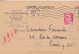 F CP "CH. Domergue" Obl. RBV Marseille Gare Le 20 Sept 48 (dernier Jour Du Tarif) Sur N° 721 Gandon - 1945-54 Maríanne De Gandon