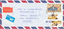 Israel Express Air Mail Cover Sent To Denmark 27-8-1987 Topic Stamps - Aéreo
