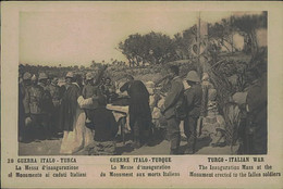 Delcampe - LIBIA / LYBIA - ITALY / TURKEY WAR - MESSA INAGURAZIONE MONUMENTO AI CADUTI ITALIANI -  RPPC POSTCARD 1910s (11844) - Libyen
