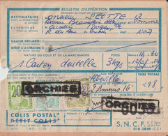 1959 - COLIS-POSTAUX ! BULLETIN EXPEDITION De ORCHIES (NORD) => ABBEVILLE (SOMME) - Cartas & Documentos