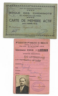 Delcampe - LICENCE + CARTE DE MEMBRE ACTIF DE BOULES ,1949 -- BOULE DES CHEMINOTS DE MONTCEAU LES MINES - Boule/Pétanque
