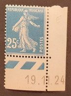 Semeuse 25 C. Bleu 140 Avec Coin Daté RARE - 1906-38 Semeuse Camée