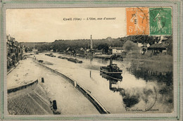 Delcampe - CPA - (60) CREIL - Mots Clés: écluse, Péniche, Train De Péniches, Bateau à Vapeur - Années 20 - Creil