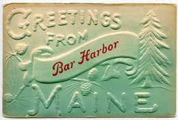 United States 1909 Postcard Greetings From Bar Harbor Maine; Bangor & Bar Harbor RPO Postmark - Saluti Da.../ Gruss Aus...