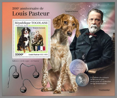 TOGO 2022 MNH Louis Pasteur Dogs Hunde Chiens S/S I - OFFICIAL ISSUE - DHQ2305 - Louis Pasteur