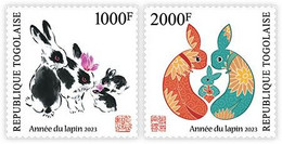 Delcampe - Togo 2022, Year Of The Rabbit, 2val - Astrologie