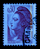 1982 Liberté De Gandon 30c.orange YT 2182 - Variété Bande Phosphore Dédoublée - Used Stamps