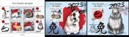 Delcampe - Togo 2022, Year Of The Rabbit, 4val In BF +2BF - Nager