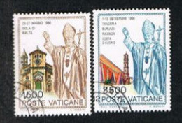 VATICANO - VATICAN - UN 927.928  - 1991 VIAGGI DEL PAPA NEL 1990      - (USED°) - Oblitérés