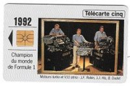 Télécarte  RENAULT  92, Champion Du Monde De Formule 1, 5 U, GN  123, 25 000  Ex, 10 / 94 - 5 Eenheden