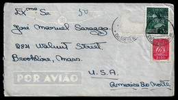 PORTUGAL AIRMAL COVER - 1949 FROM PORTUGAL TO UNITED STATES - CARIMBO CALDAS DA RAINHA (PLB#03-02) - Covers & Documents