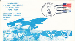 USA Cover Point Mugu 1-10-1981 35 Years Of Navy Operations At Point Mugu Loon (Kuw-1) Launch Over The Sand Dunes 1946 - Noord-Amerika