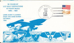 USA Cover Point Mugu 13-10-1981 35 Years Of Navy Operations At Point Mugu Loon (Kuw-1) Launch Over The Sand Dunes 1946 - Noord-Amerika