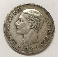 SPAGNA ESPANAS SPAIN ALFONSO XII  5 PESETAS DE 1879 ESTRELLAS 18 - 79 E.542 - Premières Frappes