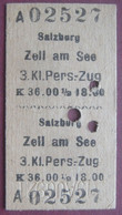 Fahrschein / Fahrkarte Für  Personenzug 3. Klasse Von Salzburg Nach Zell Am See 1921 - Europe