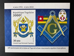 Togo 2022 S/S Bloc ND Imperf Mi. ? 50 Ans Grande Loge Régulière Franc-maçons Freimaurer Freemasonry Masonic - Togo (1960-...)