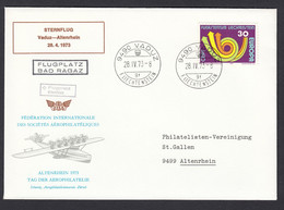 1973 Vaduz To Allenrhein Swiss Switzerland Philatelic Aviation Cover Displaying Liechtenstein Stamp From Vaduz - Brieven En Documenten