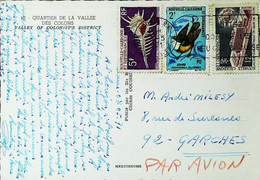 ►  1971 - 3 Timbres Nouvelle Calédonie Sur CPM (Vallée Des Colons)   Coquillage Oiseau Bâtiment - Storia Postale