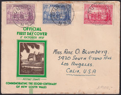 F-EX35353 AUSTRALIA 1937 FDC COVER CENTENARY OF NEW SOUTH WALES TO USA. - Covers & Documents