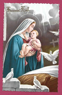 "Heureux Noël" Crèche Enfant Jésus Sainte Vierge Marie Colombes 2scans - Andere & Zonder Classificatie