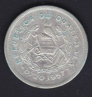 MONEDA DE PLATA DE GUATEMALA DE 25 CENTAVOS DEL AÑO 1957  (COIN) SILVER,ARGENT. - Guatemala