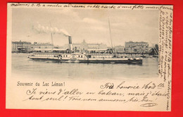 VAX-29  Souvenir Du Lac Léman. Genève. Bateau La Suisse.  Circulé 1898  Dos Simple - Genève