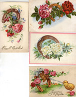 Lot De 8 Cartes - Fleurs - Fer à Cheval - Poussin - Roses - Violettes - Vive St Eloi - Joyeuses Pâques - Verzamelingen & Kavels