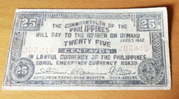 BILLET PHILIPPINES TWENTY FIVE CENTAVOS 1942 - WWII / REF B7 - Philippines