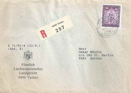 R Brief  "Fürstliches Landgericht, Vaduz" - Eschen         1991 - Briefe U. Dokumente