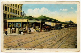 United States 1925 Postcard New Orleans, Louisiana - French Market; New Orleans, Baton Rouge & Houston RPO Postmark - New Orleans