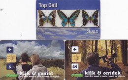 Netherlands 3 Phonecards - - - Butterfly, Owl, Hare - Sin Clasificación